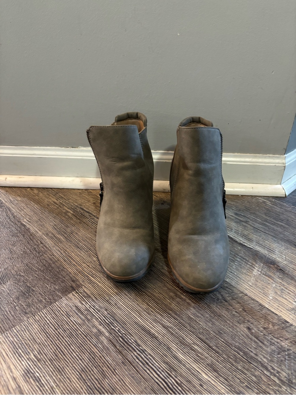 Women's Taupe Ankle Booties - Comfort Zip Side